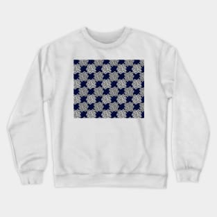 Floral Checkerboard in Blue and White Crewneck Sweatshirt